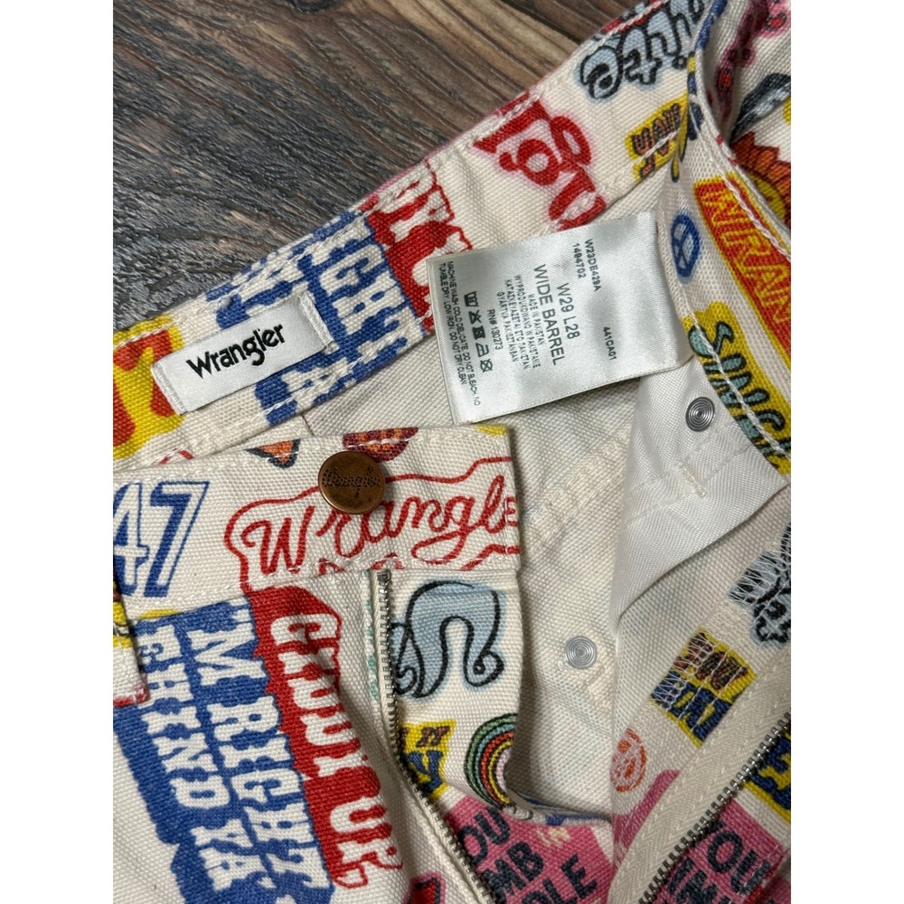 Wrangler Wide Barrel Jeans Womens 29 Graphic Print High Rise Retro Multi Color - Picture 5 of 7